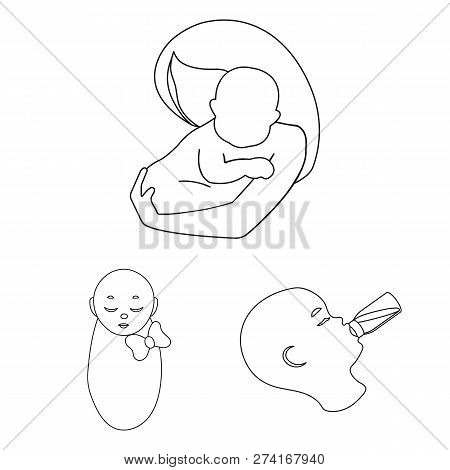 Vector Design Of Infant And Character Symbol. Set Of Infant And Happy Vector Icon For Stock.