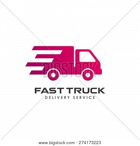 Cargo Delivery Services Logo Design. Fast Truck Vector Icon Design