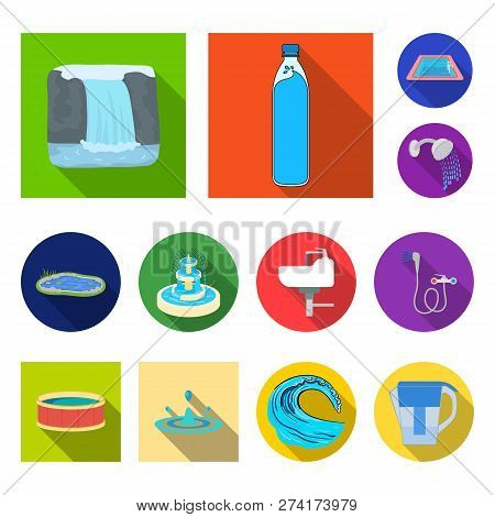 Vector Design Of Water And Drop Symbol. Set Of Water And Splash Vector Icon For Stock.
