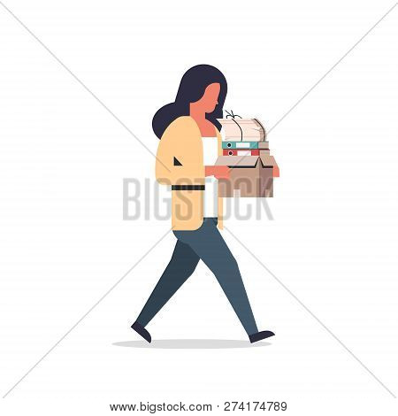 Busy Businesswoman Carrying Paper Box Stack Of Documents Overloaded Business Woman Office Worker Goi