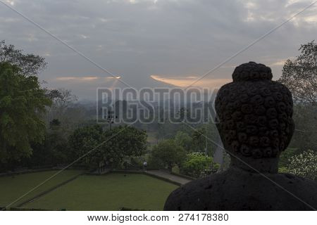 Yogyakarta, Indonesia - August 05, 2017: Tourists Visiting Borobudur Temple In Yogyakarta