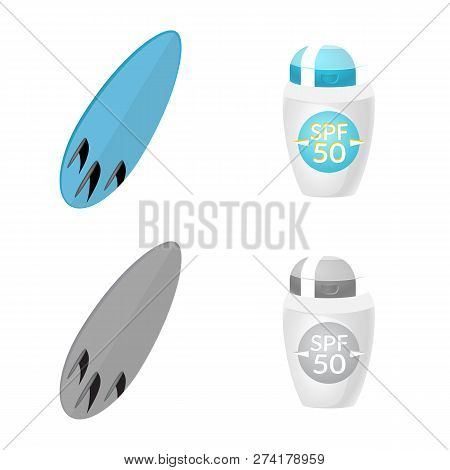 Vector Design Of Equipment And Swimming Symbol. Set Of Equipment And Activity Vector Icon For Stock.