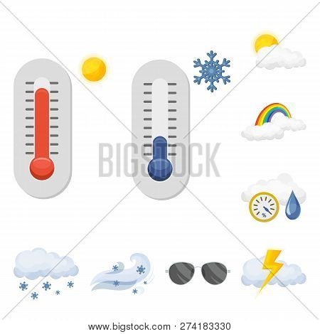 Vector Illustration Of Weather And Climate Symbol. Collection Of Weather And Cloud Stock Vector Illu