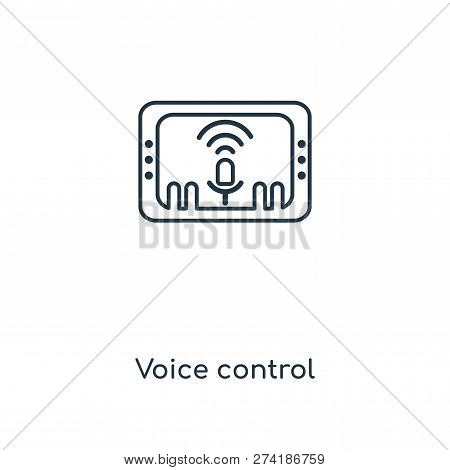 Voice Control Icon In Trendy Design Style. Voice Control Icon Isolated On White Background. Voice Co