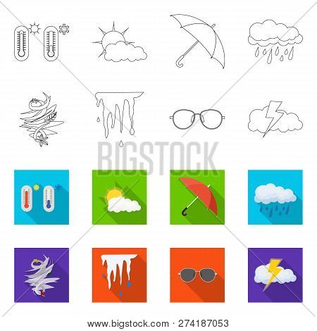Vector Design Of Weather And Climate Icon. Set Of Weather And Cloud Vector Icon For Stock.