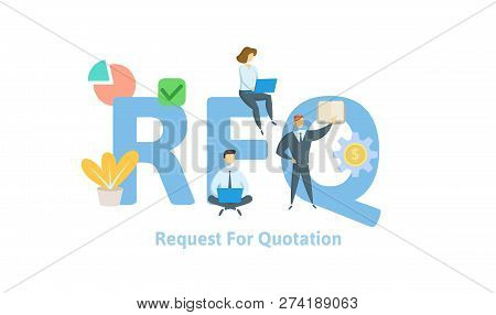 Rfq, Request For Quotation Acronym. Concept With Keywords, Letters, And Icons. Flat Vector Illustrat