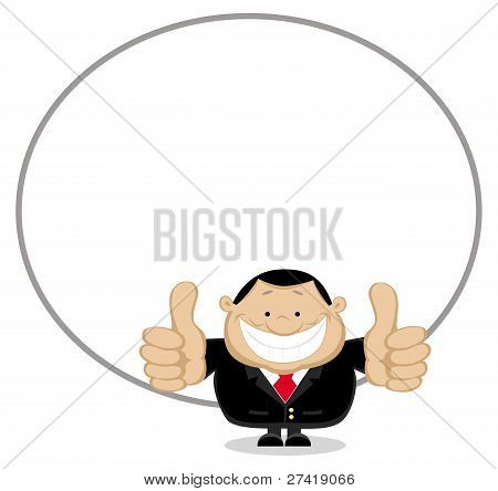 Smiling Businessman mit textfreiraum showing Thumbs up