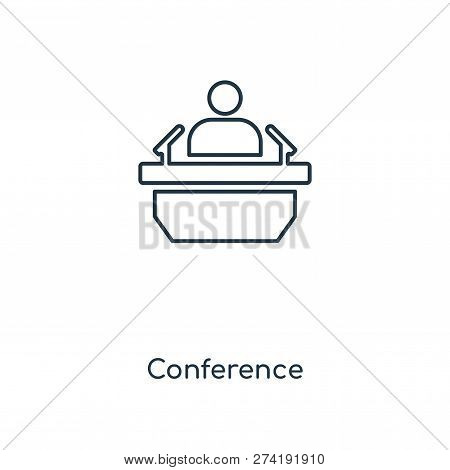 Conference Icon In Trendy Design Style. Conference Icon Isolated On White Background. Conference Vec