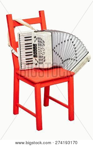 An Old Retro Accordion Is Waiting For The Player.