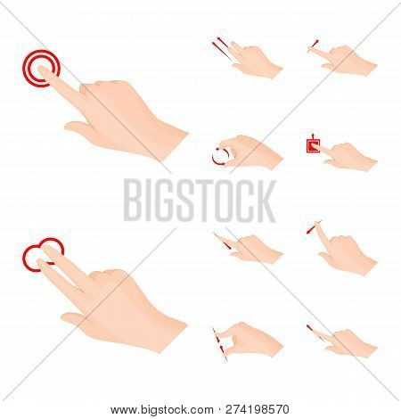 Vector Illustration Of Touchscreen And Hand Symbol. Collection Of Touchscreen And Touch Stock Symbol