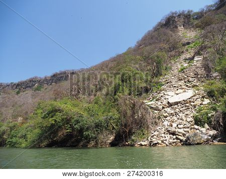 Marvelous Rocky Cliff Of Sumidero Canyon At Grijalva River Landscapes In Chiapas State In Mexico Wit