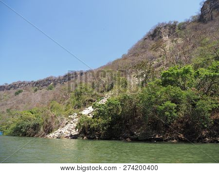 Wonderful Rocky Cliff Of Sumidero Canyon At Grijalva River Landscapes In Chiapas State In Mexico Wit