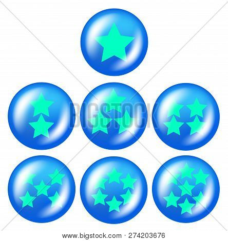 A Set Of Seven Glossy Balls With Stars From One