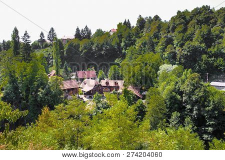 Watermills At Rastoke. Foundation Is Made Of Travertine And The Upper Part Made From Wood.