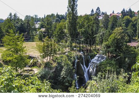 Waterfalls And Its Surroundings At Rastoke. The Waterfall Are Usually Named After The Owner Of The W