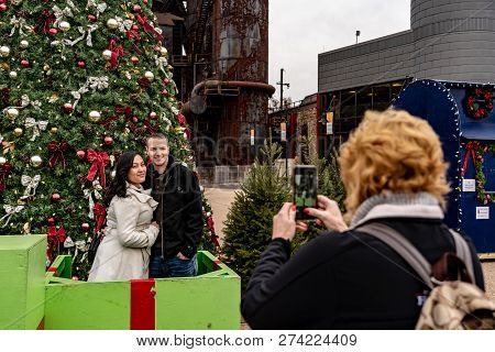 Posing For Photo At The Christkindlmarket