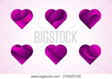 Heart On Valentines Day In Love Vector. Heart Shape Lovely Pink Sign On Hearted Celebration And Gree