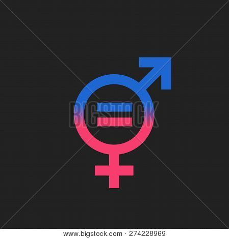 Gender Equal Sign Vector Icon. Men And Woomen Equal Concept Icon.