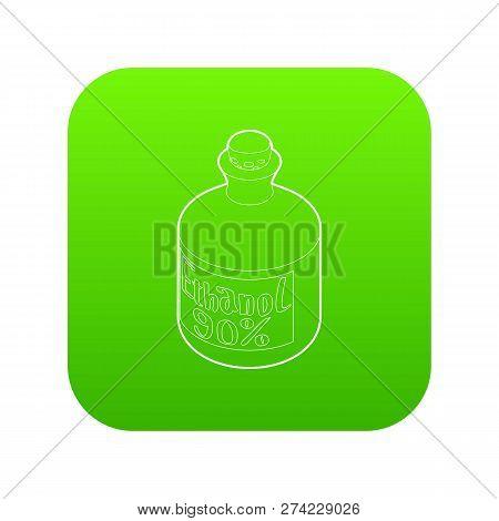 Ethanol In Bottle Icon Green Vector Isolated On White Background