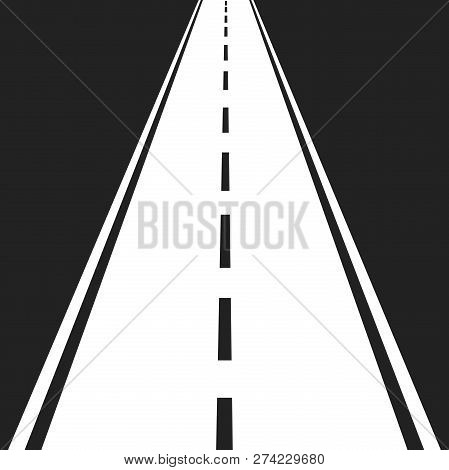 Straight Road With White Markings Vector Illustration. Highway R