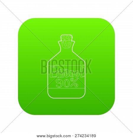 Ethanol In Bottle Icon Green Vector Isolated On White Background