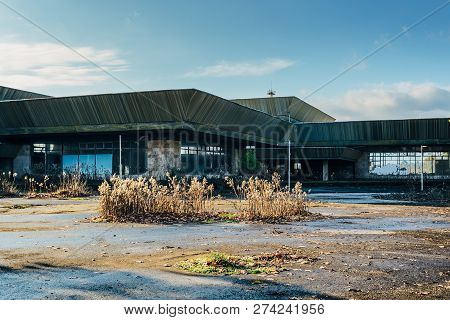 Abandoned Ruined By War International Airport Terminal In Sukhum, Abkhazia, Georgia