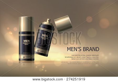 Cosmetic Products Series Skin Care Ads Template, Advertising Magazine Page. Vector 3d Realistic Deod