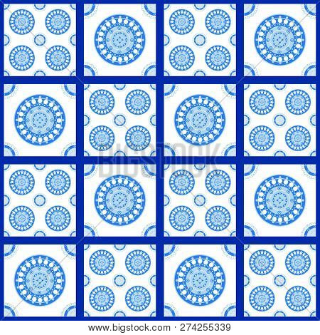 Blue And White Seamless Pattern For Ceramic, Porcelain, Chinaware Design