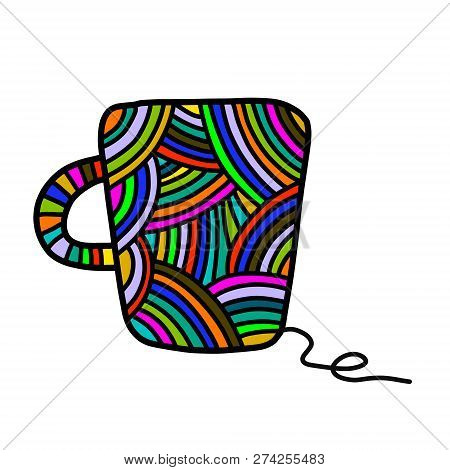 Knitted Cup Yarn Of Wool Hand Drawn Illustration For Prints Posters T Shirt Banners Background Prese