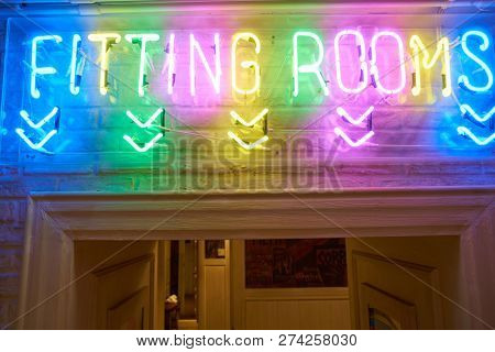 ROME, ITALY - CIRCA NOVEMBER, 2017: fitting rooms sign at Alcott store in Rome. 