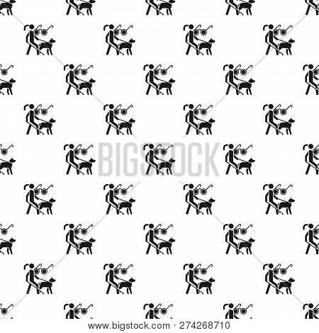Woman Blind Dog Guide Pattern Seamless Repeat For Any Web Design