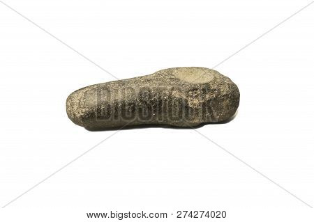 Cordoba, Spain - December 12th, 2018:  Diorite Miner Hammer, Archaeological Museum Of Cordoba, Spain