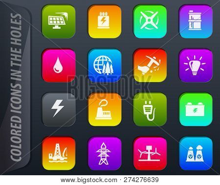 Alternative Energy Colored Icons In The Holes Easily Adapt To Any Background