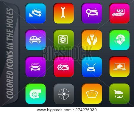 Car Shop Colored Icons In The Holes Easily Adapt To Any Background
