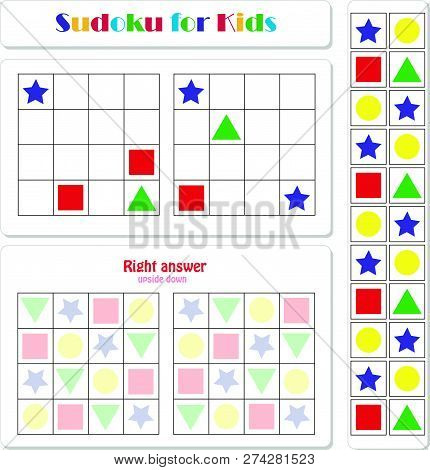 Sudoku For Kids With Colorful Geometric Figures