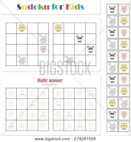 Sudoku For Kids With Funny Cartoon Animals