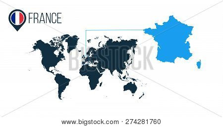 France Location Modern Vector Map For Infographics. All World Countries Without Names. France Round 