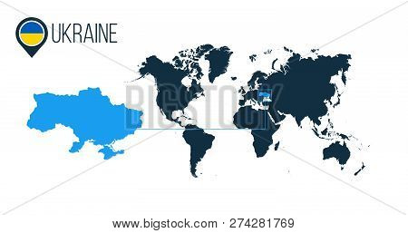 Ukraine, Location Modern Vector Map For Infographics. All World Countries Without Names. Ukrainian R