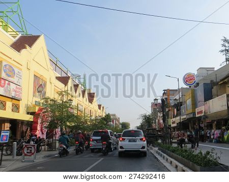 Yogyakarta, Indonesia - October 29, 2018: Congested Traffic
 Of Jalan Malioboro, The Most Famous Str