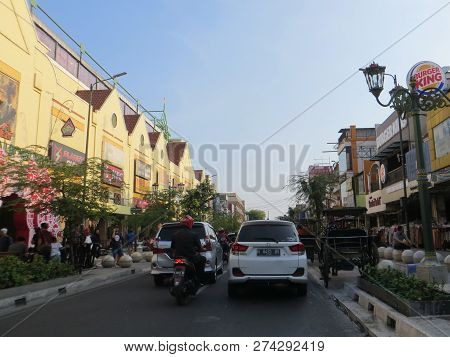 Yogyakarta, Indonesia - October 29, 2018: Congested Traffic
 Of Jalan Malioboro, The Most Famous Str