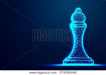 Chess Queen Wireframe Polygon Blue Frame Structure, Business Strategy, Future Competition Concept De