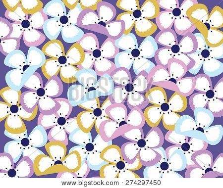 Pink Yellow Blue Purple Flower Illustration Background Jpeg