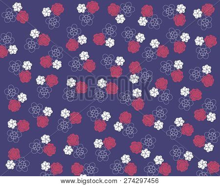 White And Pink Flowers Dark Purple Background Illustration Background Jpeg