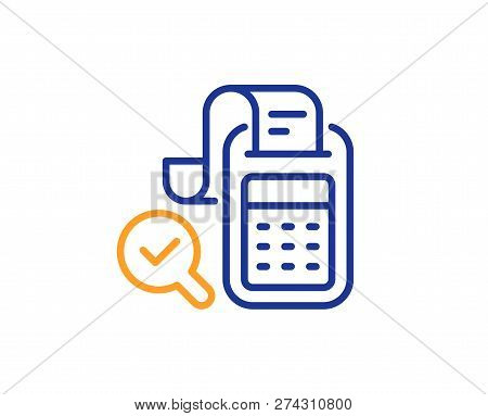 Bill Accounting Line Icon. Business Audit Sign. Check Finance Symbol. Colorful Outline Concept. Blue