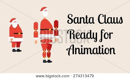 Santa Claus Ready For Animation. Cartoon Christmas Character Animation Set For Motion Design. Stock 