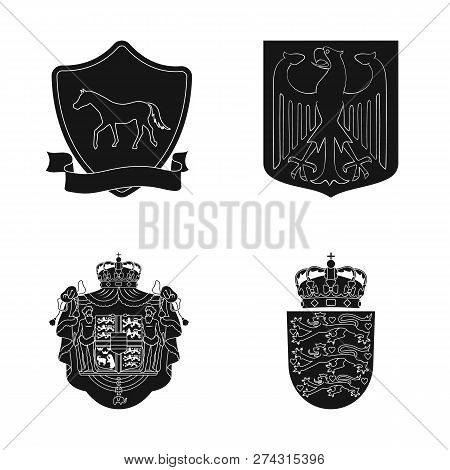 Vector Illustration Of Heraldic And Crown Icon. Collection Of Heraldic And Arms Stock Vector Illustr