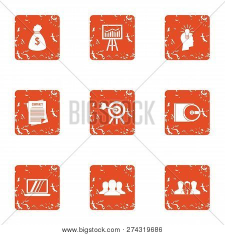 Loot Icons Set. Grunge Set Of 9 Loot Icons For Web Isolated On White Background