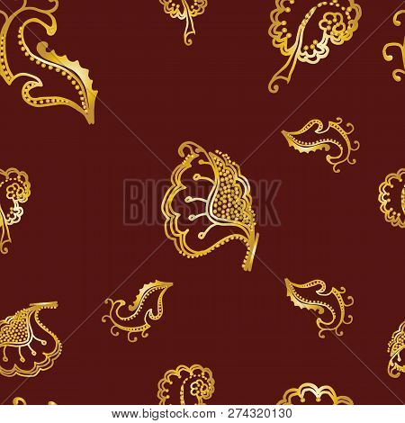 Elegant Seamless Pattern With Hand Drawn Decorative Hibiscus Flowers, Design Elements.