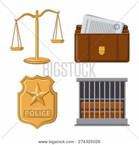 Vector Design Of Law And Lawyer Sign. Set Of Law And Justice Vector Icon For Stock.