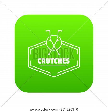 Crutches Icon Green Isolated On White Background
